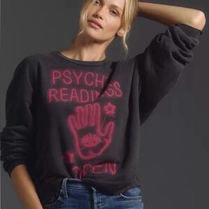 Mother Sweatshirt. “Psychic Readings Open” Size M Faded Black with Pink writing